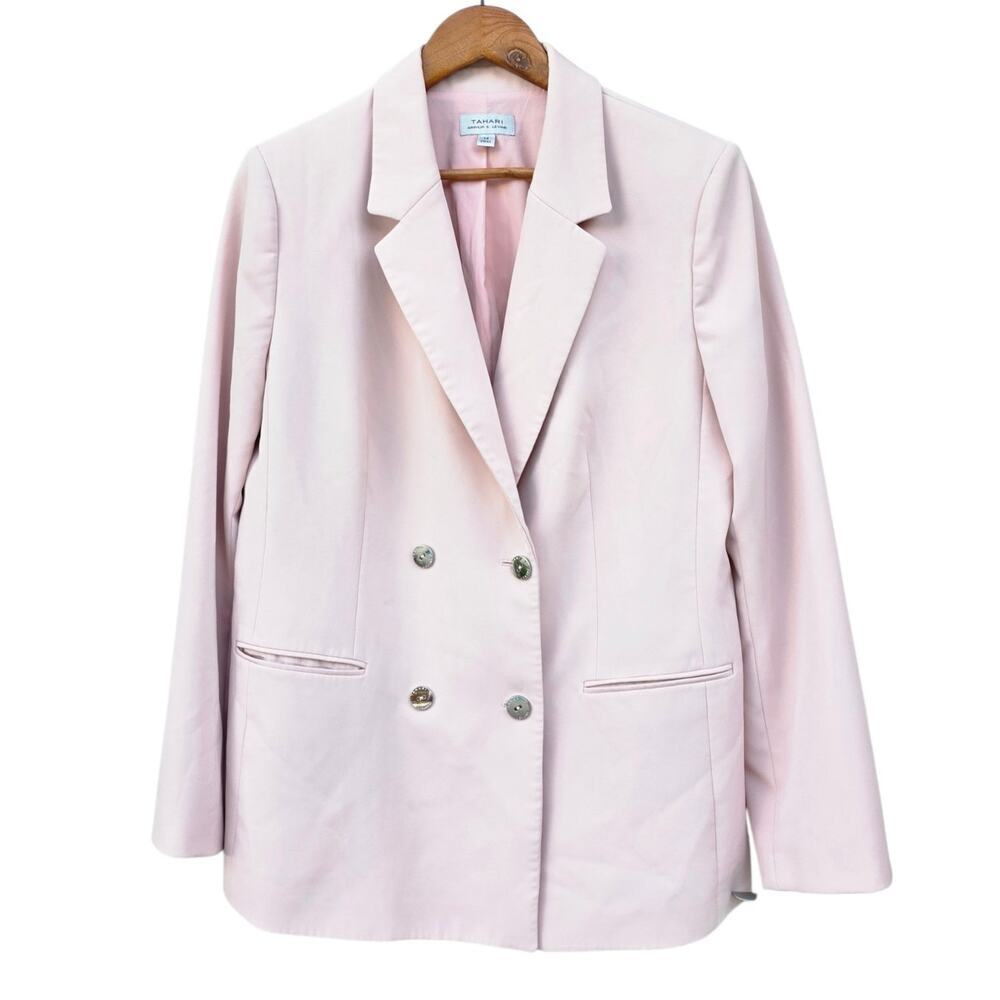 Tahari by ASL Double-Breasted Blazer Light Pink Size 14